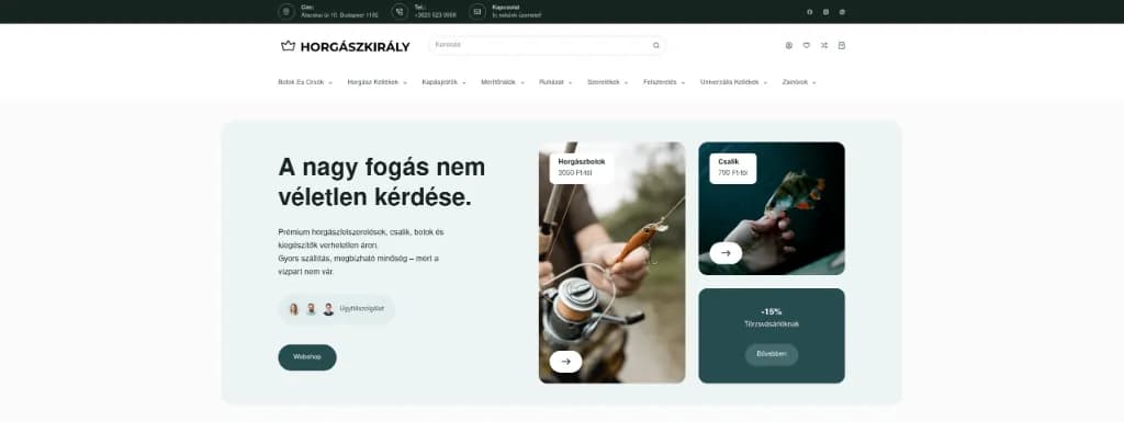 The Horgászkirály webshop home page